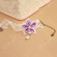 Delicate White Lace Faux Pearl Bauhinia Embellished Anklet For Women