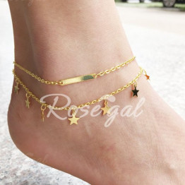 Stylish Solid Color Star Shape Double-Layered Anklet For Women