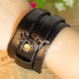Stylish Leather Belt Flat Bracelet Hand Chain Wrist Ornament