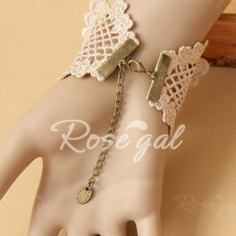 Trendy Faux Pearl Pendant Lace Butterfly Pattern Bracelet With a Ring For Women