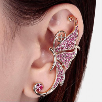 One Piece Stylish Rhinestone Butterfly Cuff Earring For Women