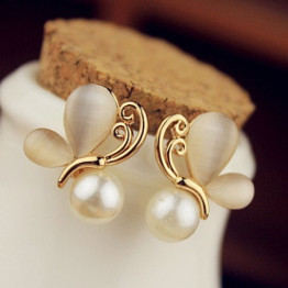 Pair of Cute Opal Beads Butterfly Earrings For Women