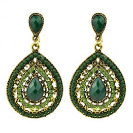 Pair of Ethnic Style Faux Gemstone Waterdrop Earrings For Women