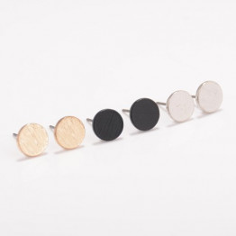 Pair of Simple Solid Color Round Earrings For Women