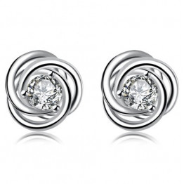 Trendy Round Shape Glitter Zircon Design Stud Earring for Women