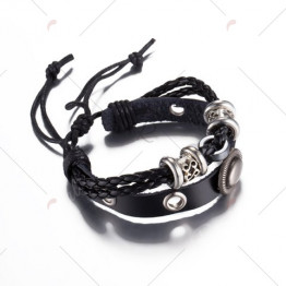 Gothic Style Faux Leather Adjustable Bracelet For Men
