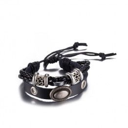 Gothic Style Faux Leather Adjustable Bracelet For Men