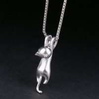 Characteristic Pure Color Mill Finish Kitten Shape Necklace For Women