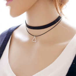 Simple Style Layered Triangle Choker Necklace For Women