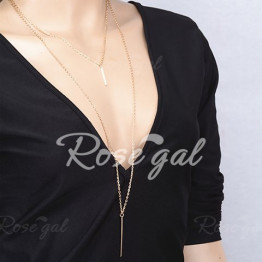 Stylish Solid Color Bar Pendant Layered Necklace For Women