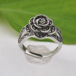Chic Silver Plated Rhinestone Decorated Flower Ring For Women