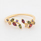 Delicate Colorful Rhinestone Leaf Shape Cuff Ring For Women