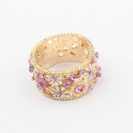 Delicate Gorgeous Rhinestoned Flower Pattern Decorated Women's Alloy Ring