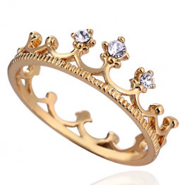 Graceful Solid Color Rhinestone Crown Shape Ring For Women