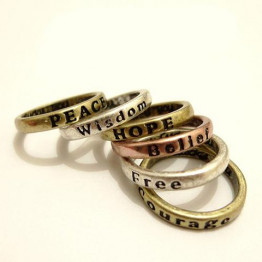 Personalised 8Pcs Antique Letter Carved Wishing Women's Rings